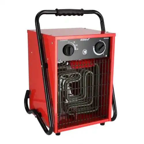 Heizlüfter Dedra 5 kW, elektrisch, 400 V, quadratisch, rot, für Räume bis 50 m²