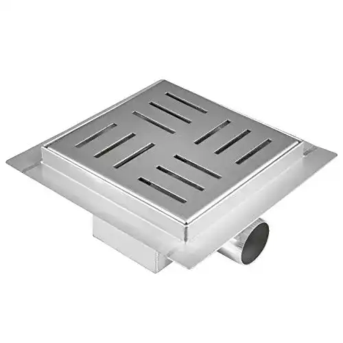 Vilstein Duschrinne 25×25 cm mit Siphon, Edelstahl und Haarsieb