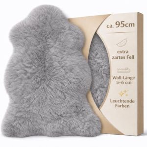 Lammfell grau 95cm von Lanamed hochwertige Schaffelle für zuhause