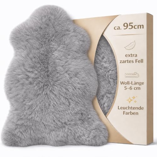 Lammfell grau 95cm von Lanamed hochwertige Schaffelle für zuhause