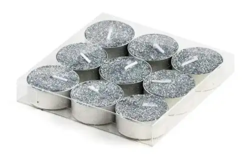 Teelichter mit Glitzer in Silber – 36 Stück