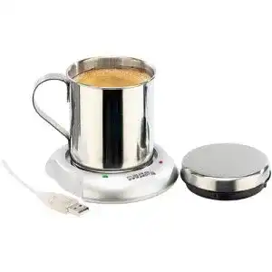 USB Tassenwärmer Pearl – Warmhalteplatte mit Isolier-Tasse