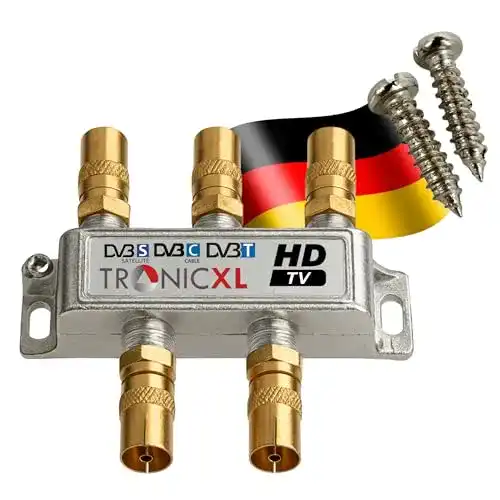Sat-Verteiler Tronicxl 4-fach Koax Antennenverteiler für HD und 4K