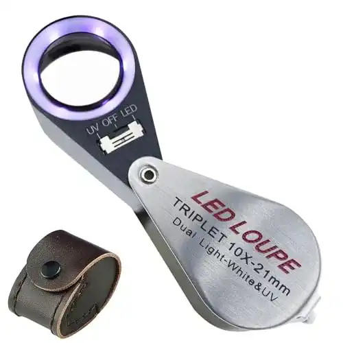 Juwelierlupe Tekcoplus 21mm mit Triplet Linse und LED-Beleuchtung