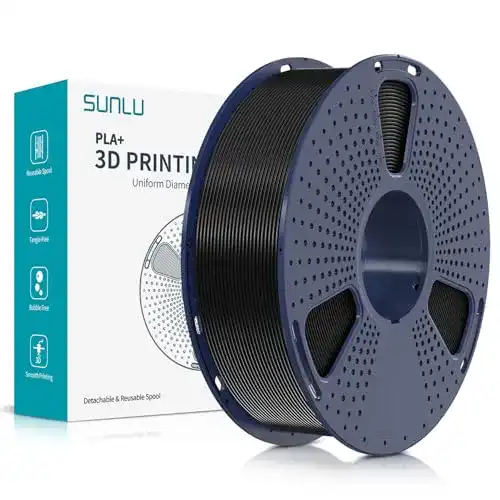 Sunlu PLA Plus 3D Drucker Filament 1.75mm für FDM Drucker, Schwarz