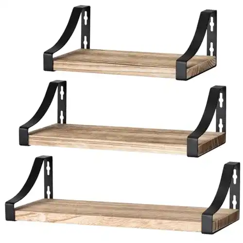 Pipishell Wandregal Set aus Holz und Metall für verschiedene Räume