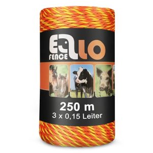 Weidezaunlitze Ellofarm orange-gelb, 3 Leiter aus Nirosta, 250m