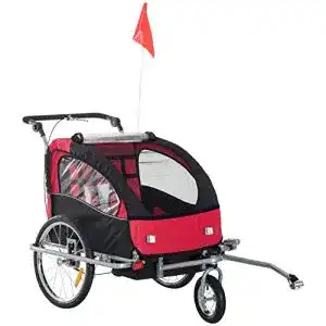 Kinderfahrradanhänger von HOMCOM mit 360° Drehfunktion und Jogger-Funktion