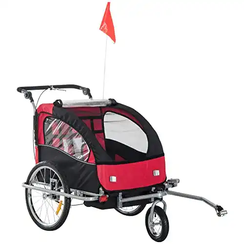 Kinderfahrradanhänger von HOMCOM mit 360° Drehfunktion und Jogger-Funktion