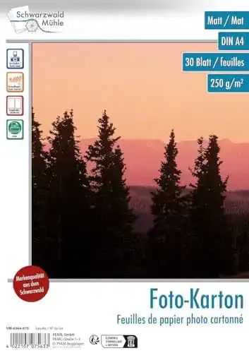 Fotopapier matt von Schwarzwald Mühle, beidseitig, 30 Blatt