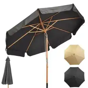 Giantex 300 cm Holz-Sonnenschirm für Garten und Terrasse