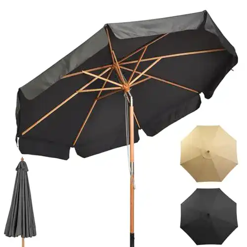 Giantex 300 cm Holz-Sonnenschirm für Garten und Terrasse