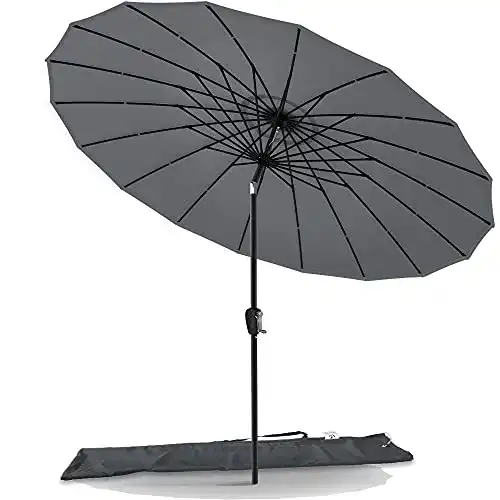 Vounot Shanghai Sonnenschirm 270 cm rund mit Kurbel und schwenkbarem Arm