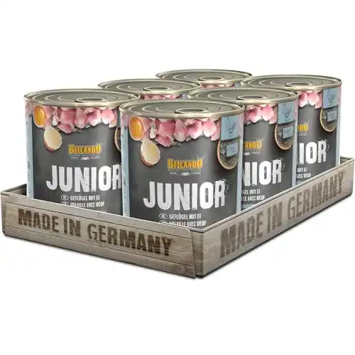Belcando Nassfutter für Hunde, Junior Geflügel, 6x800g Dose
