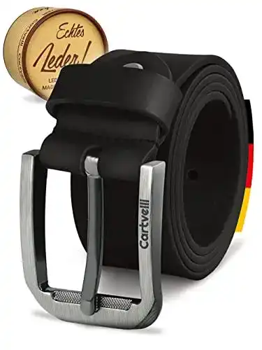 Ledergürtel für Herren von Cartvelli in Schwarz, 110 cm, Made in Germany