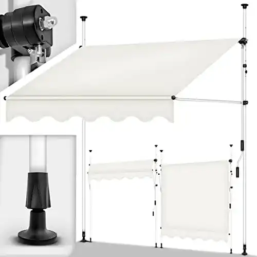 Klemmmarkise 300 cm Beige mit Handkurbel für Balkon