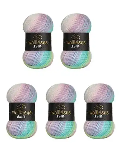 Acrylwolle Wollbiene 5 x 100g Batik 500g mit Farbverlauf