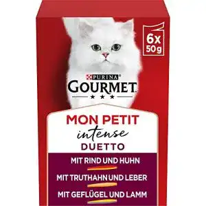 Gourmet Katzenfutter Purina Mon Petit Duetto Intense im Sorten-Mix 8er Pack