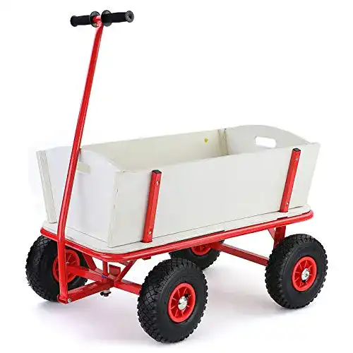 Bollerwagen aus Holz mit Stahlrohrrahmen und Luftreifen bis 150 kg