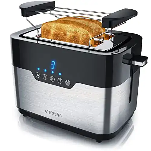 Mini-Toaster Arendo aus Edelstahl für 2 Scheiben mit LED-Anzeige