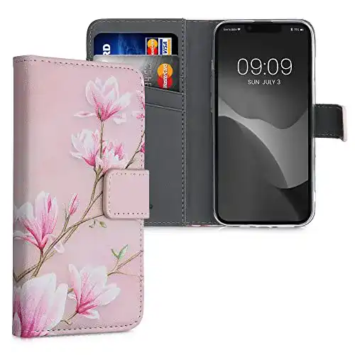 Kwmobile Wallet Case für iPhone 13 Mini Schutzhülle mit Kartenfächern und Standfunktion
