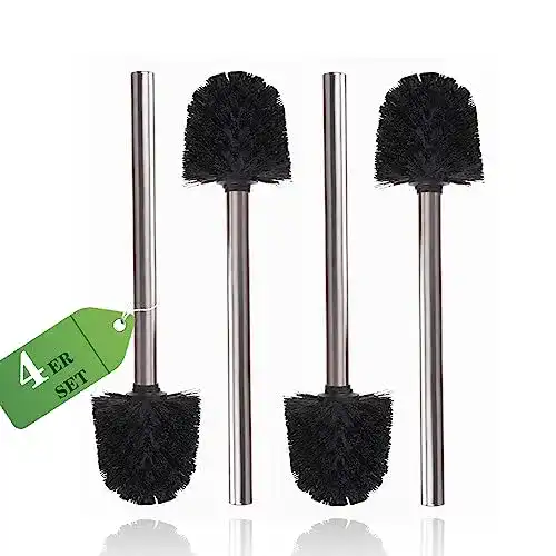 Klobürsten Set in Schwarz mit Edelstahlgriff – 4er Set