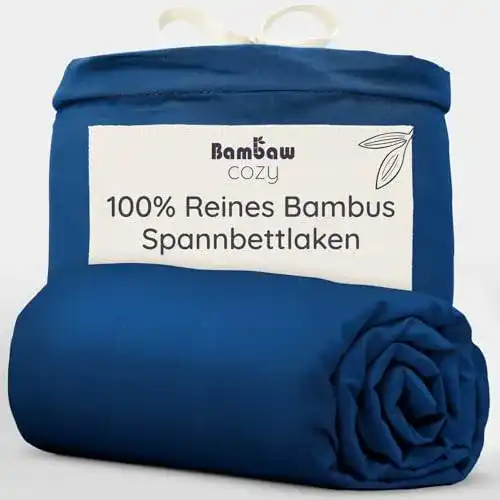 Bambus Spannbettlaken 180 x 200 cm in Blau von Bambaw