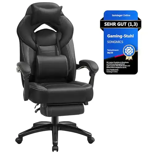 Bürostuhl SONGMICS ergonomischer Gaming-Stuhl mit Fußstütze