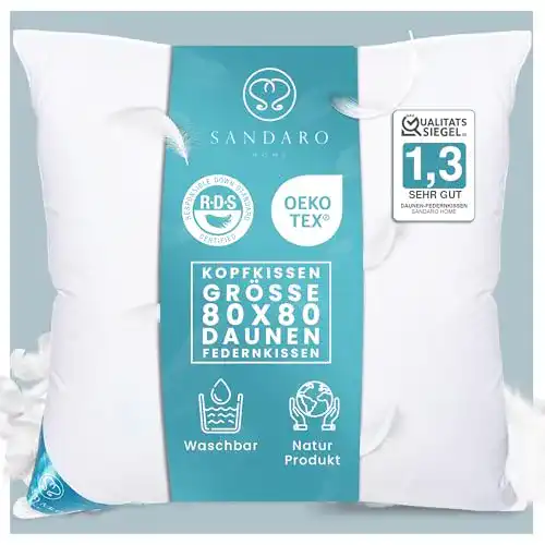 Daunenkissen Sandaro Home 80×80 cm mit 3-Kammer-Füllung