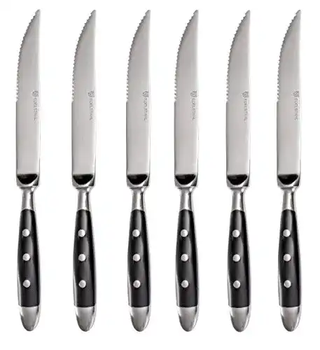 Steakmesser von Gräwe, 6 Stück, Serie Nürnberg, geschmiedet