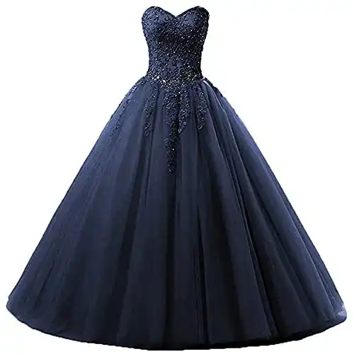 Ballkleid für Damen mit langem Tüllrock und herzförmigem Ausschnitt