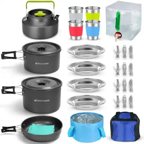Camping Kochgeschirr Set aus Edelstahl für Outdoor Aktivitäten