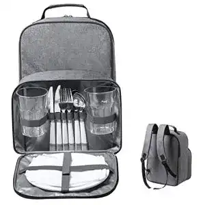 Picknickrucksack für 2 Personen mit Kühlfach und Besteck-Set