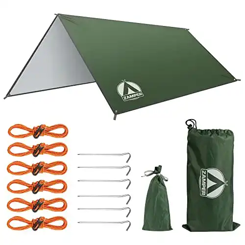 Zamper Tarp Zelt-Plane 3x3m – Wasserdichtes Camping-Sonnensegel