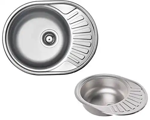Rundes Spülbecken Vbchome Einbauspüle 57×44 aus Edelstahl