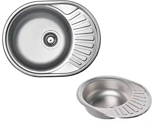 Rundes Spülbecken Vbchome Einbauspüle 57×44 aus Edelstahl
