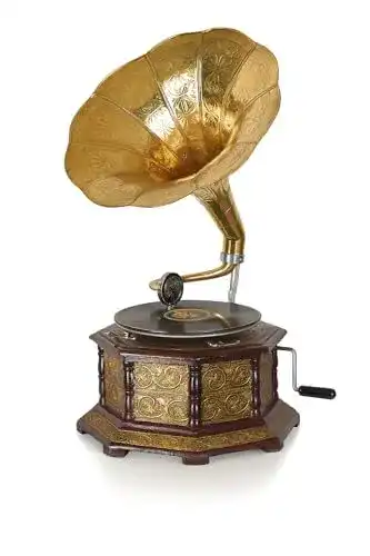 Grammophon Palazzo mit Messingtrichter Antikes Grammophon