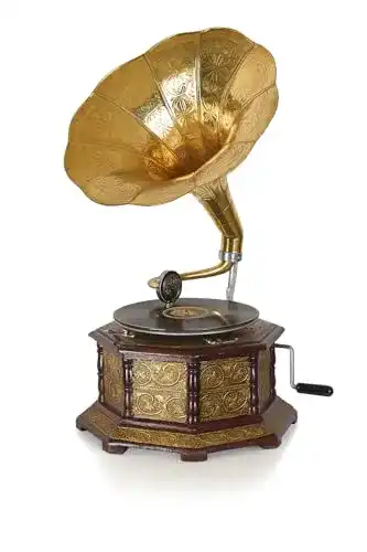 Grammophon Palazzo mit Messingtrichter Antikes Grammophon