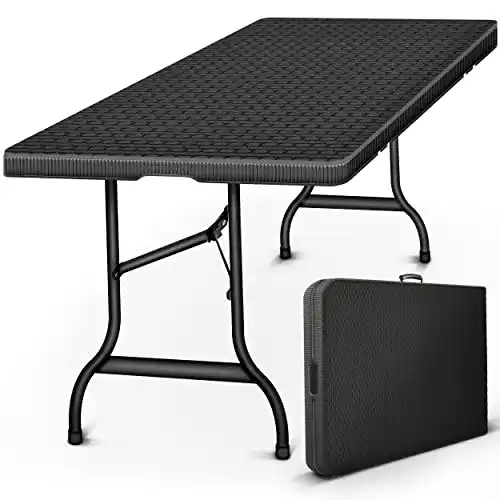 Klappbarer Gartentisch in Rattan Optik 180×75 cm für Außenbereich