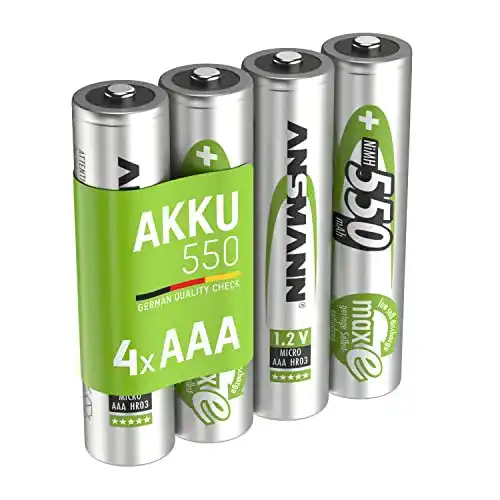 Ansmann AAA Akku 550 mAh NiMH 1,2 V (4 Stück) – wiederaufladbare Micro AAA Batterien
