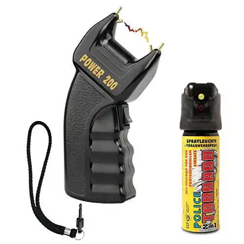 Elektroschocker mit 200.000 Volt und Pfefferspray Set zur Tierabwehr