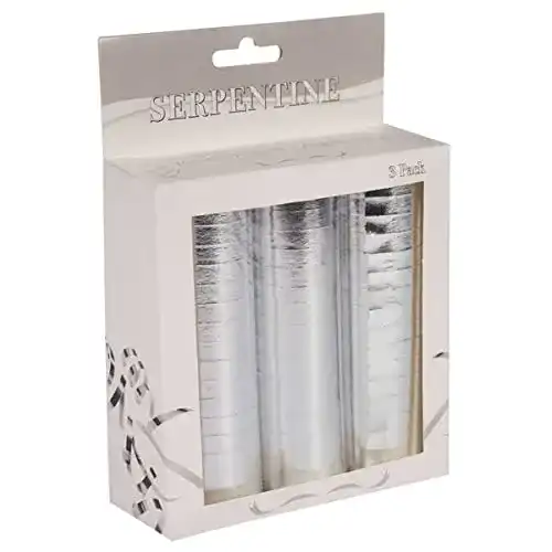 Luftschlangen Folat 3er Pack in Metallic Silber