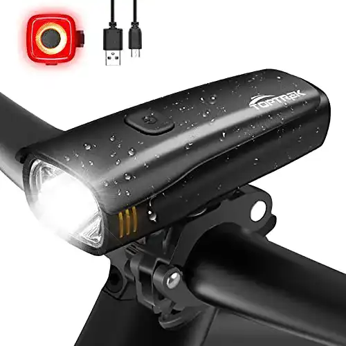Fahrradbeleuchtung Toptrek LED Set mit IPX5 Wasserschutz