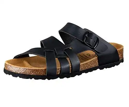 Pantoletten Damen Lico Bioline Flora in Schwarz, Größe 35