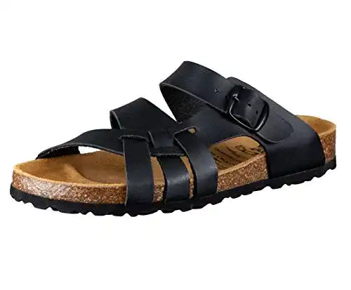 Pantoletten Damen Lico Bioline Flora in Schwarz, Größe 35