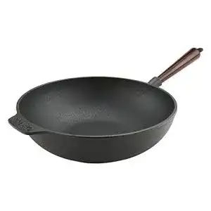 Wokpfanne aus Gusseisen Carl Victor mit Holzgriff, 30 cm