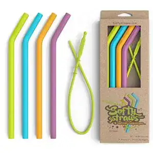 Wiederverwendbare Silikon-Strohhalme Softy Straws (4 Stück)