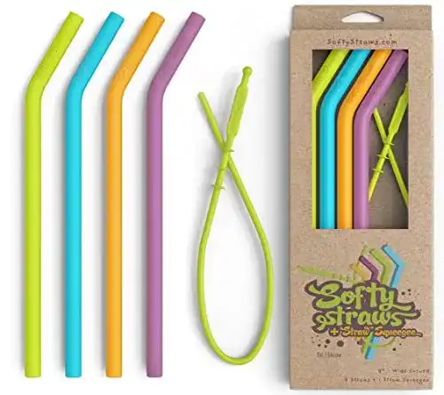Wiederverwendbare Silikon-Strohhalme Softy Straws (4 Stück)