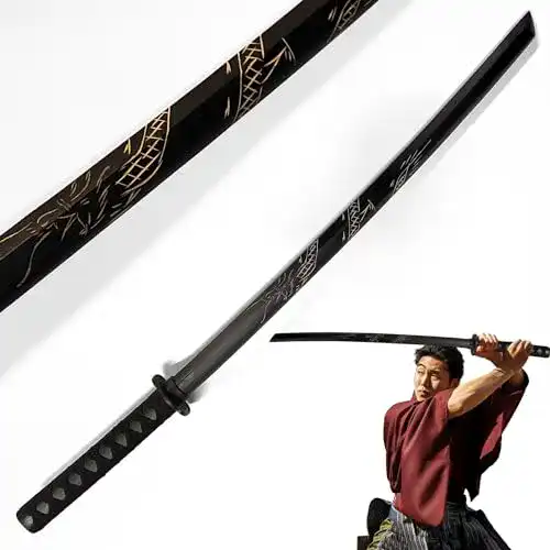 Bokken mit Drachenmuster aus Holz für Schwertkampf-Training