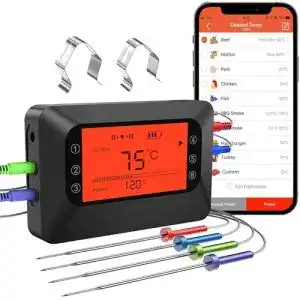Bfour Bluetooth Grillthermometer mit 4 Fühlern und 100m Reichweite